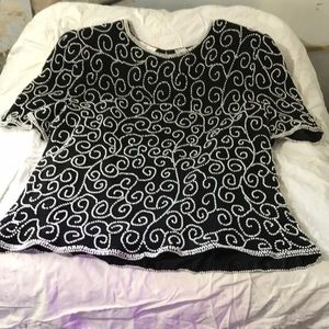 Vintage Laurence Kazar Silk Beaded Top